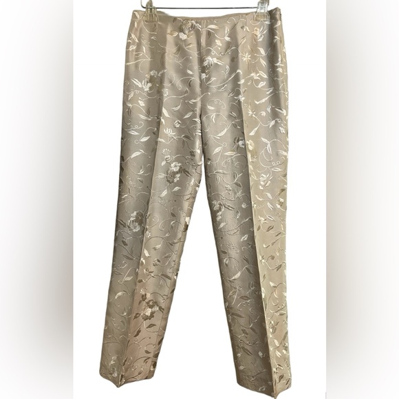 La Femme Gilar | Silk Floral Embroidered Pants Size 6 - Picture 2 of 6